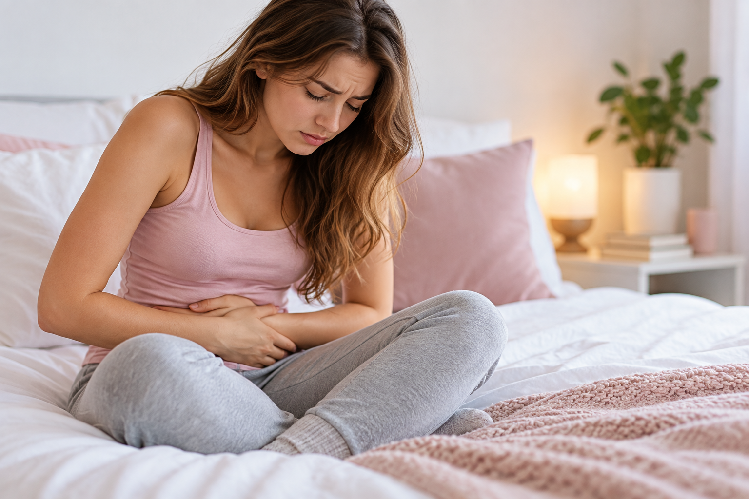 Femme souffrant de crampes menstruelles